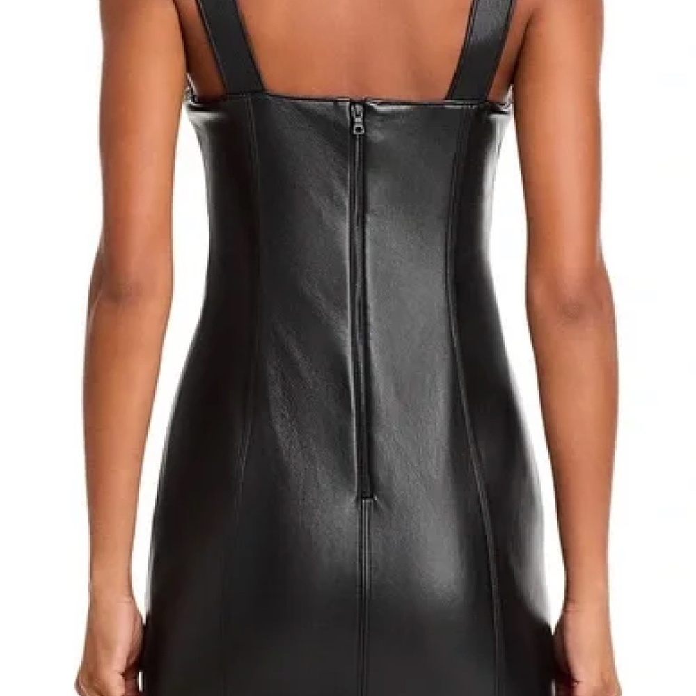 Alice and Olivia: Faux Black Leather Mini Dress - Picture 2 of 2